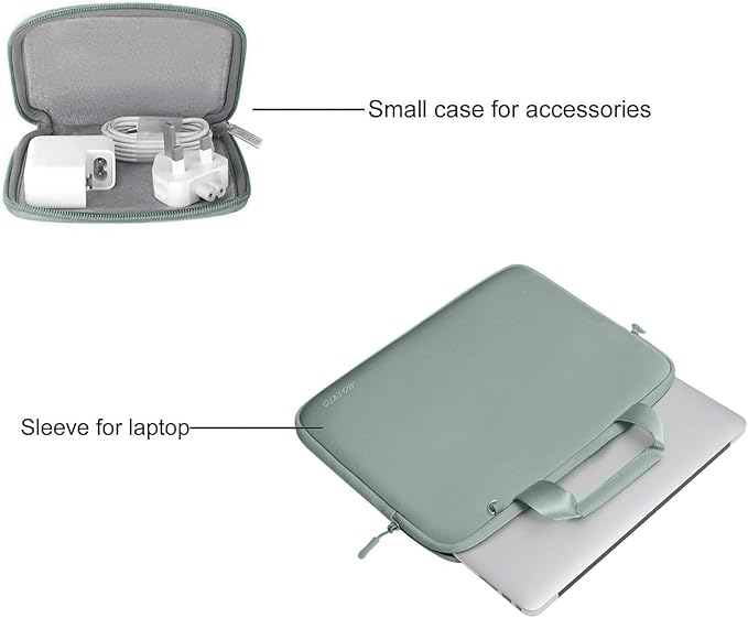 MOSISO Laptop Case 15 inch, Laptop Sleeve Bag Compatible with MacBook Air 15 inch M5 M4 M3 M2 2026-2023, Dell XPS, Neoprene Carrying Computer Bag with Handle&Detachable Small Case, Antique Green