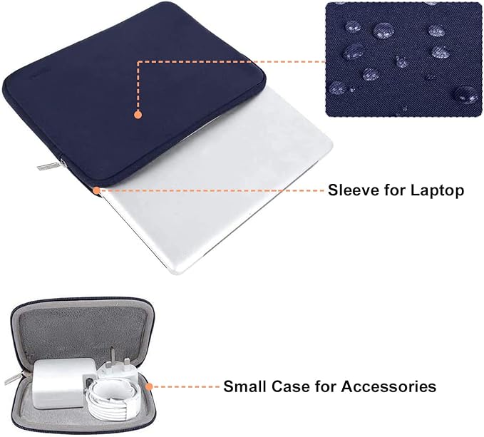 MOSISO Laptop Case 15 inch, 15 inch Laptop Sleeve Bag Compatible with MacBook Air M5 A3448 M4 A3241 M3 A3114 M2 A2941 2026-2023, Dell XPS, Neoprene Computer Sleeve Bag with Small Case, Navy Blue