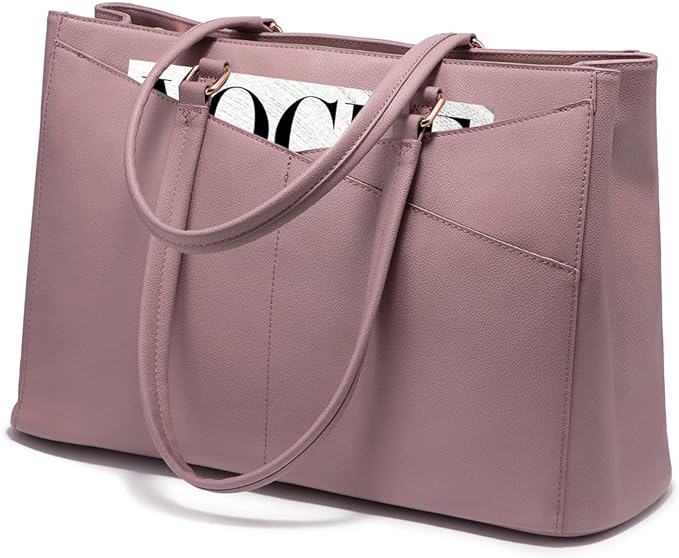 LOVEVOOK Laptop Tote Bag for Women 15.6 Inch Waterproof Leather Computer Bags Women Business Office Work Bag Briefcase Light Purple