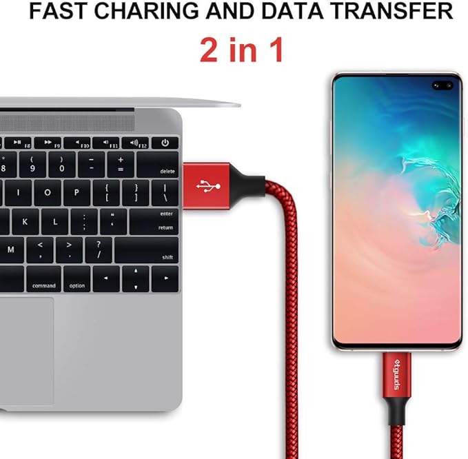 etguuds USB to USB C Cable 2ft, 2-Pack USB A to Type C Charger Cord Fast Charging for Samsung Galaxy A17 A16 A15 A26 A36 A56, S25 S24 S23 S22 S21 S20 S10 Note 20, for iPhone 17 16 15, Moto, Red