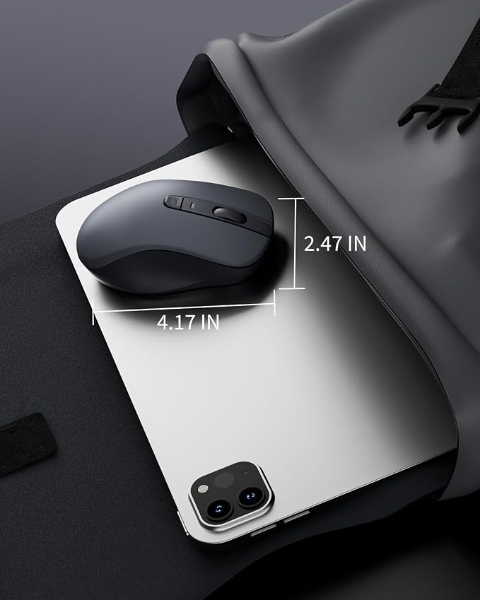 WL300 Bluetooth Mouse Silent Wireless Mice, Quiet Click, Cordless Computer Mouse with 6 Buttons, Sculpted Grip, Adjustable DPI for Laptop, PC, Mac, 18-Month Battery Life for Work or Travel ( Grey)