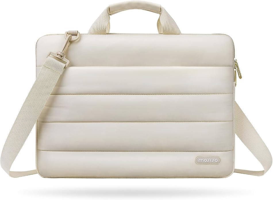 MOSISO Laptop Bag for Women, Computer Bags, Puffy Sleeve Case Laptop Shoulder Bag with Handle&Pocket