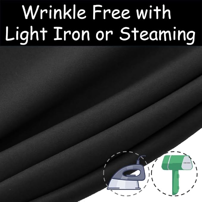 King Mills 10x10 ft Black Backdrop Curtain for Photography, Also Serving as Background for Golf Simulators for Home, Streaming Backdrop, Podcast Background, Zoom Backdrop.