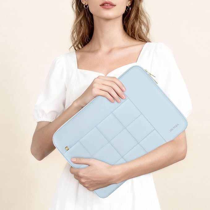 Laptop Case 13.3 inch,13-13.3 inch Puffy Laptop Sleeve Compatible with MacBook Neo/Air 13 13.6/Pro 13/Pro 14,HP Dell ASUS Acer Lenovo,Twelve Square Quilted Computer Bag with 2 Pockets,Air Blue