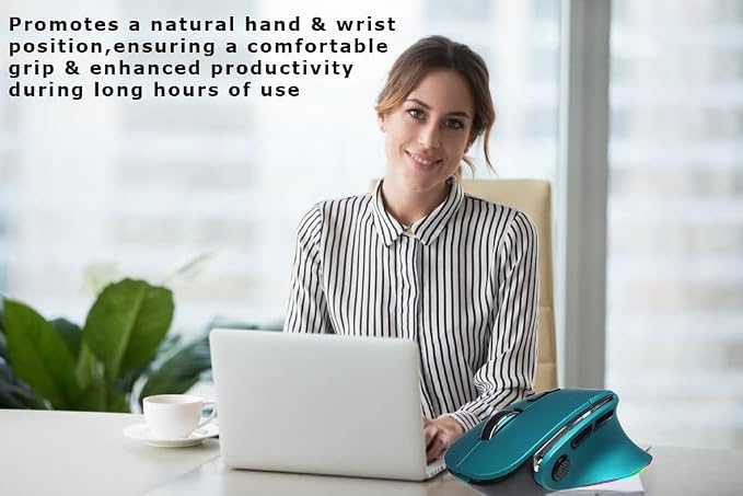 Ergonomic Mouse Large Middle Hands Dual Mode(Bluetooth+USB)Rechargeable Vertical Carpal Tunnel Bluetooth Wireless Mouse for PC/Laptop/Computer/Desktop/Tablet/ipad/Macbook Air/Pro Office Work Gift
