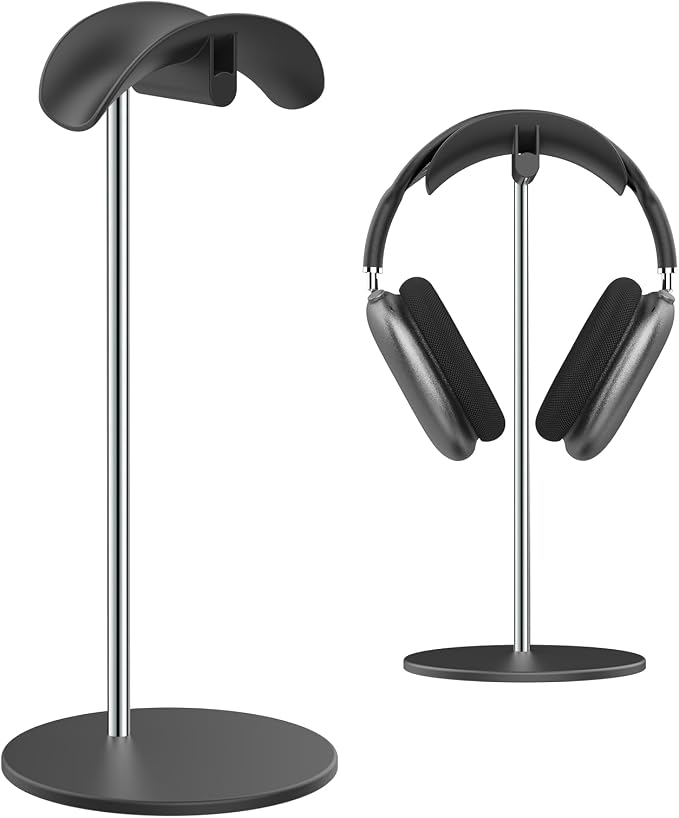 Headphone Stand, Headset Holder with Solid Base for Desk, Compatible with AirPods Max, Beats, Bose, B&O, Sony, Sennheiser, Gaming, etc (Black)