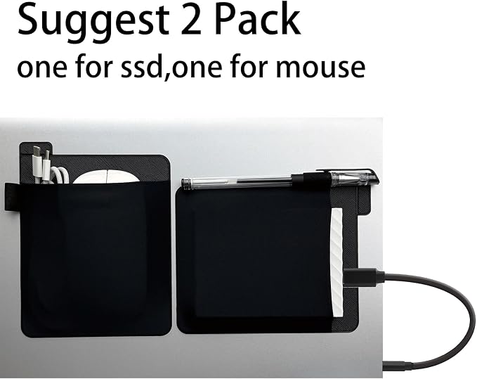 2 Pack Portable Hard Drive Sleeve for Laptop - SSD Solid State Drive - Reusable Adhesive - Stick on External Hard Drive Carrying Case - Travel Pocket Pouch