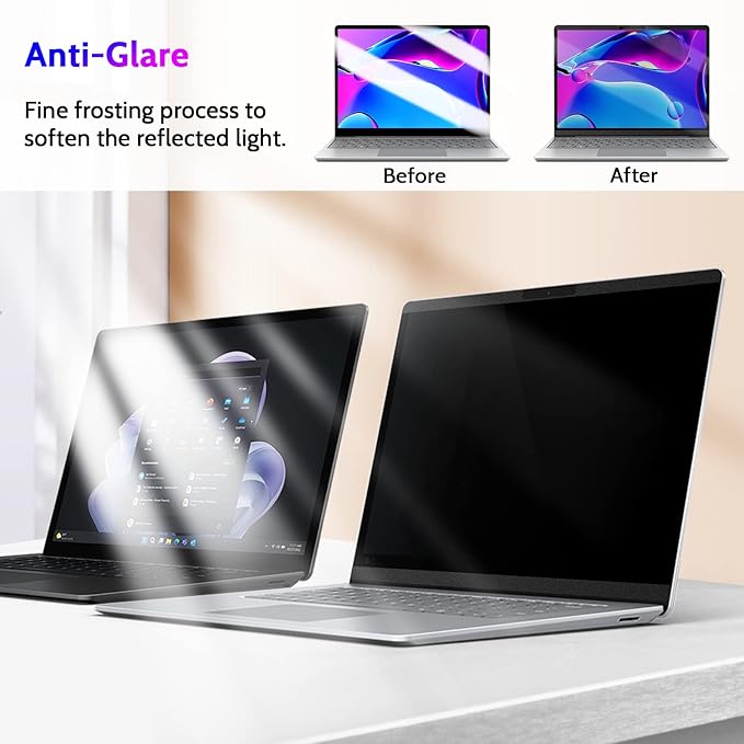 Peslv Magnetic Privacy Screen for Surface Laptop 6/5/4/3/2/1 13.5 Inch, Removable Anti Blue Light Glare Filter, Black Security Private Apy Block Protector