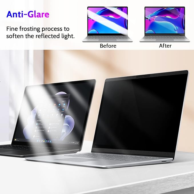 Peslv Magnetic Privacy Screen Surface Laptop 6/5/4/3/2/1 15 Inch, Removable Anti Blue Light Glare Filter, Black Security Private Apy Block Protector