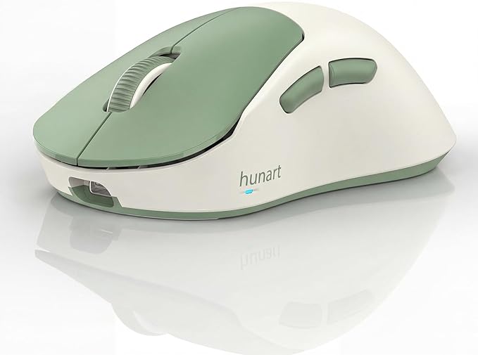 hunart H6 49g Wireless Mouse, Bluetooth & 2.4GHz Rechargeable Mouse, Lightweight Silent Ergonomic Mouse with USB-C Charging, Portable Right-Hand Office Mouse for Laptop, PC, MacBook, Tablet - Green