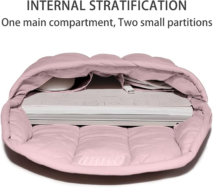 Puffy Laptop Sleeve 11-12 Inch Lilac Pink, Protective Carrying Case for Men and Women, Cute Case Bag Compatible with 11 and 12 Inch Laptops, 10.9" Ipad 10, 10.2" Ipad 7 8 9 in Cover