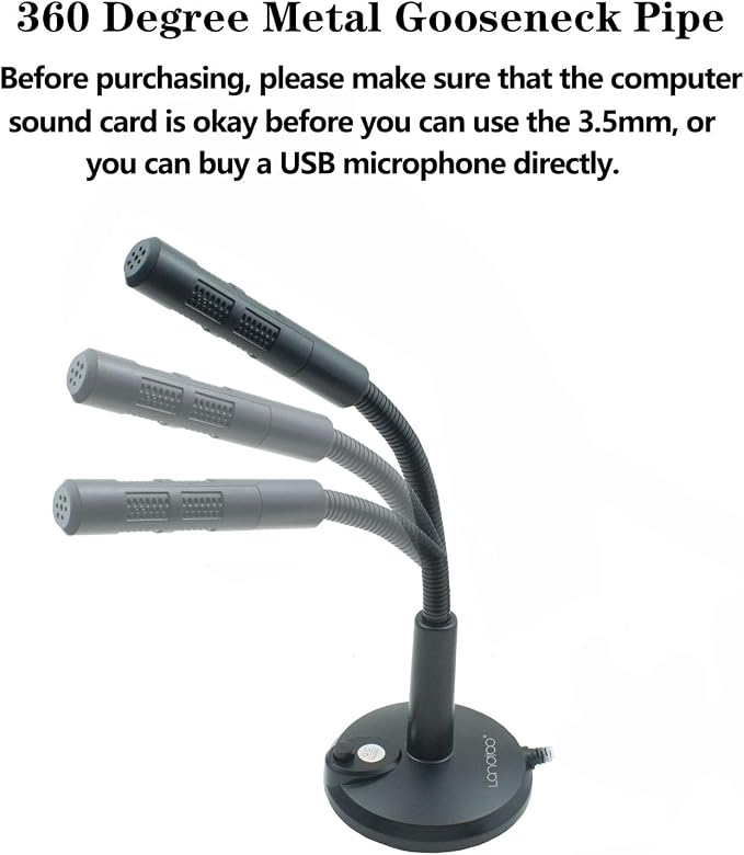 LANDIBO 3.5mm Male Microphone, Plug and Play Desktop Laptop gooseneck Microphone, Suitable for Games, Meetings, Recording, podcasts, Games, and Online Chat