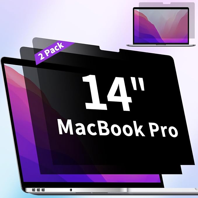 2 Pack Privacy Screen Compatible with MacBook Pro 14 Inch Screen Protector (2021-2025, M1, M2, M3, M4, M5, Pro/Max, Laptop Privacy Screen Shield Matte Anti Blue Light Glare Film for MBP 14.2''