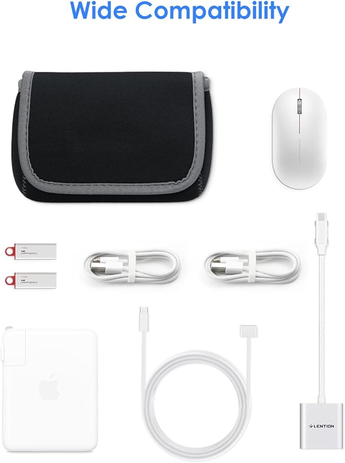 LENTION Medium Tech Pouch Storage Bag Cases for Accessories Laptop MacBook Power Adapter, Wireless Mouse, iPhone Chargers, Cellphone, Power Bank, Cord, Travel Cable Electronic Organizer - Dark Gray