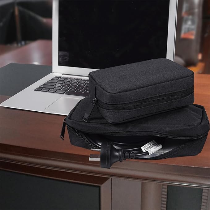 CAAORDKSO Electronics Accessories Case, Electronic Organizer Travel Cable Accessories Bag, Portable Waterproof Storage Bag for Hard Drive,Power Bank,Chargers,Mouse,Various Accessories(Small+Big-Black)