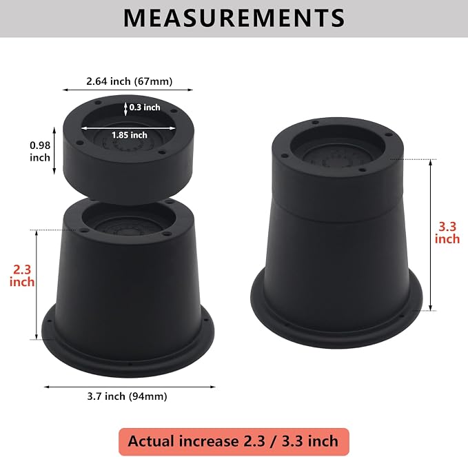 8 Pack Furniture Risers 3 inch Black Bed Risers, Bed Lifts Risers for Sofa, Couch, Desk, Bed Elevators Heavy Duty Bed Frame Risers Table Leg Extenders Supports Up to 1,300 Lbs