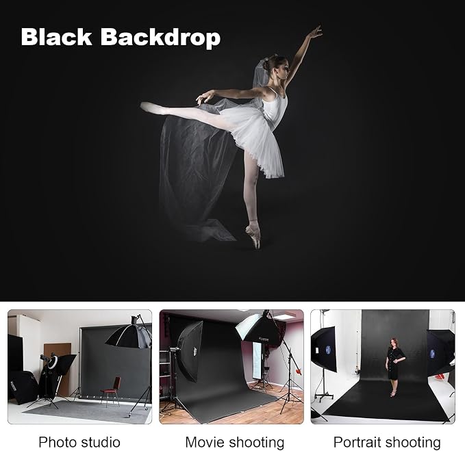 Black Backdrop for Photography 7 x 10 Ft,Black Background Sheet for Photography,Photo Backdrop Curtain for Photoshoot Video Polyester Cloth Video Studio Calls Streaming Gaming