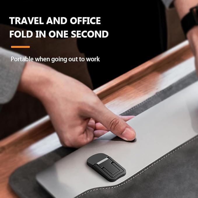 2PCS Metal Mini Foldable Laptop Stand, Portable Computer Keyboard Riser with 2 Adjustable Angles, Self-Adhesive Invisible Notebook Stand and Keyboard Lift for Desk (Silver)