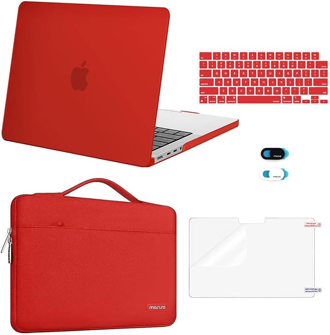 MOSISO Compatible with MacBook Pro 14 inch Case M5 2026 M4 M3 M2 M1 2025-2021 A3427 A3426 A3434 A3112 A3185 A3401 A2918 A2992 A2779 A2442, Case&Bag&Keyboard Skin&Webcam Cover&ScreenFilm, Red