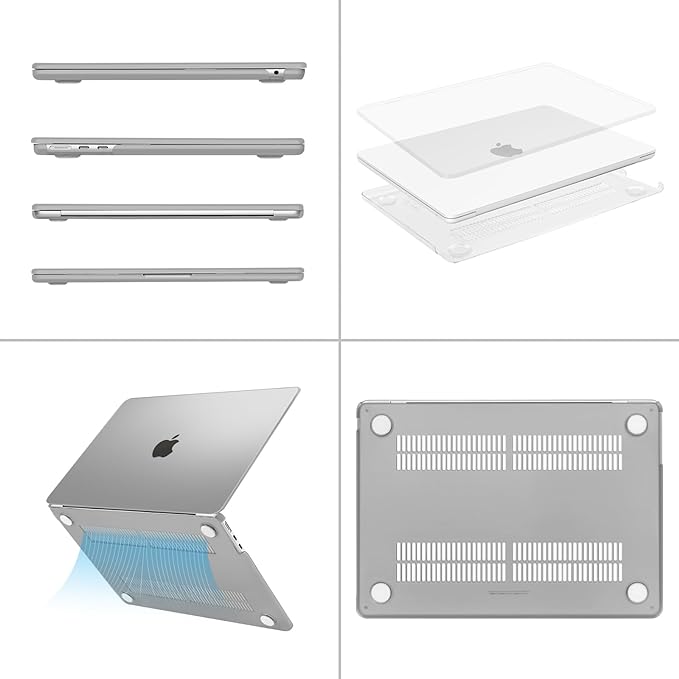 MOSISO Compatible with MacBook Air 13 inch Case M5 2026 M4 2025 M3 M2 2024-2022 A3449 A3240 A3113 A2681, Hard Shell&Keyboard Cover&Screen Film&Type C for MacBook Air 13.6 inch Case, Frost