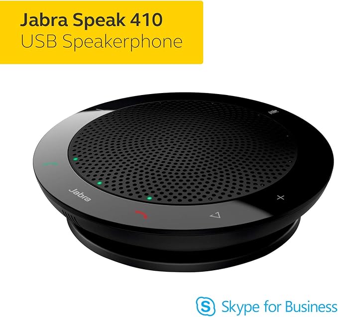 Jabra Speak 410 Corded Speakerphone for Softphones, MS-Optimized – Easy Setup, Portable USB Speaker for Holding Meetings Anywhere with Outstanding Sound Quality