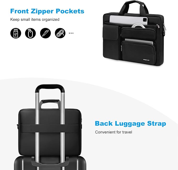 MOSISO Laptop Shoulder Bag 13 inch, 13 inch Computer Bag Compatible with MacBook Neo 13 inch/Air 13.6 M5 M4 M3 M2/Air 13 M1/Pro 13 M2 M1 with 2 Raised&1 Flapover&1 Horizontal Pocket&Handle&Belt, Black