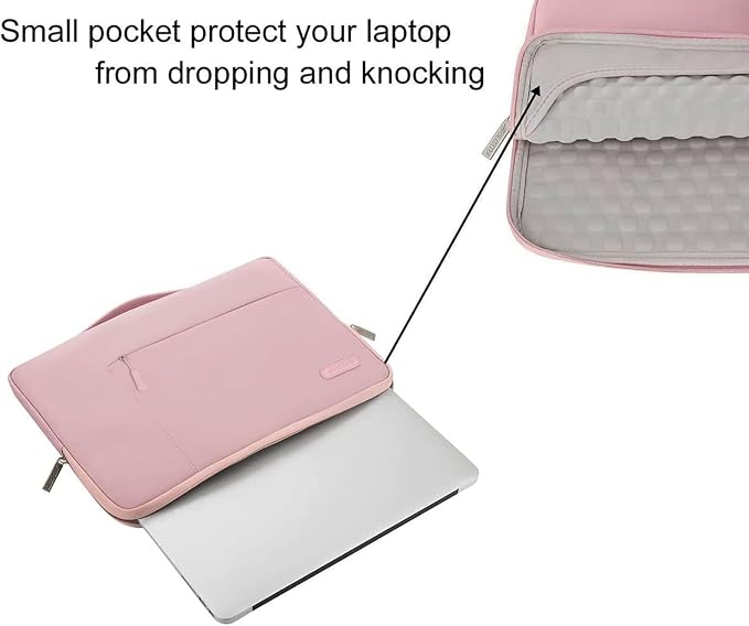 MOSISO Laptop Case 13.3 inch, 13-13.3 inch Laptop Sleeve with Handle Compatible with MacBook Air/Pro 13/Pro 14 M5 M4 M3 M2 M1,HP Dell ASUS Lenovo, Polyester Multifunctional Computer Bag, Pink