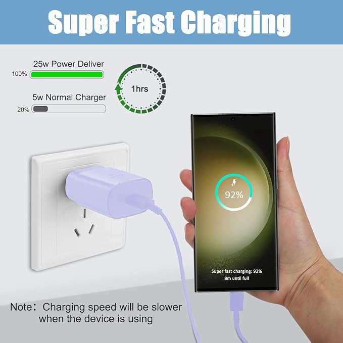 USB C Charger,25W Super Fast Charging Block Phone Charger Android &Fast Charger Type C 10Ft Cable Cord for Samsung Galaxy S26/S25/S24/S24+/S24 Ultra/S23/S23+/S23Ultra/S22/S22+/S22Ultra/S21/S20/Note 20