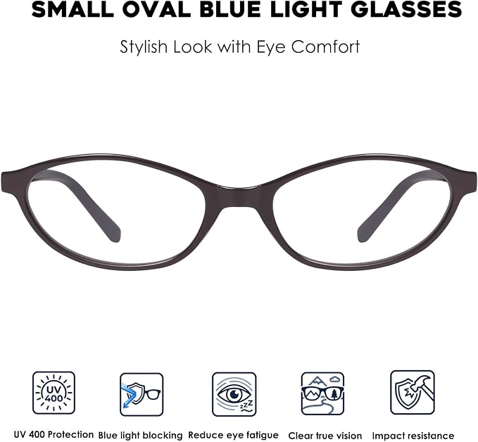 mosanana Blue Light Blocking Oval Glasses for Women Trendy Retro MO25101