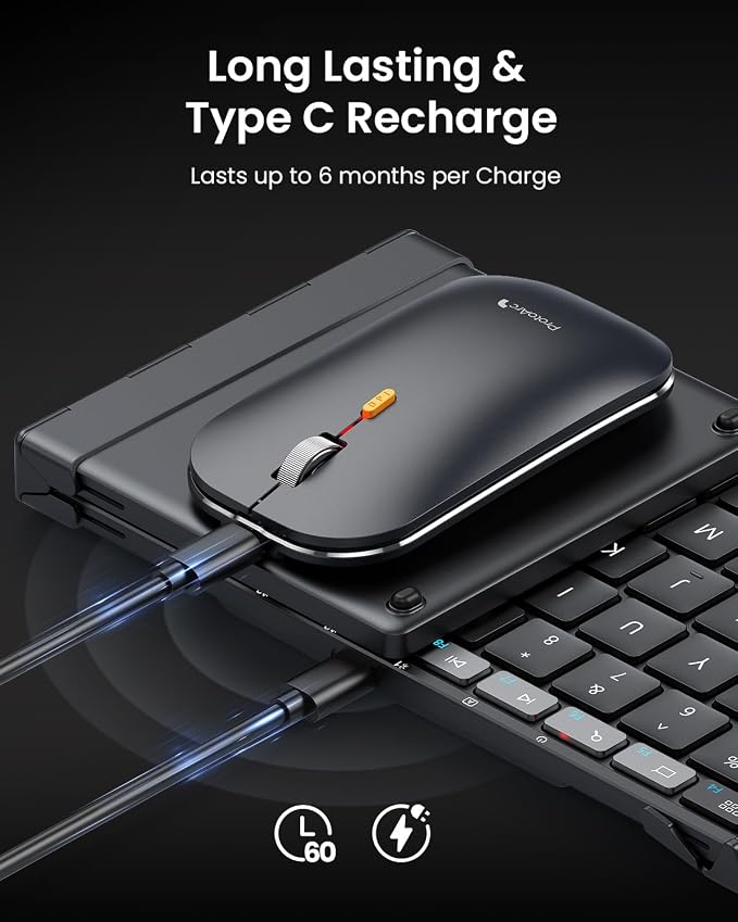 ProtoArc Foldable Keyboard Mouse Combo, XKM01 CaseUp Portable Bluetooth Keyboard and Mouse with Laptop Stand, a Mobile Work Solution for On-the-Go, Compatible with Laptop PC MacBook Windows Mac OS