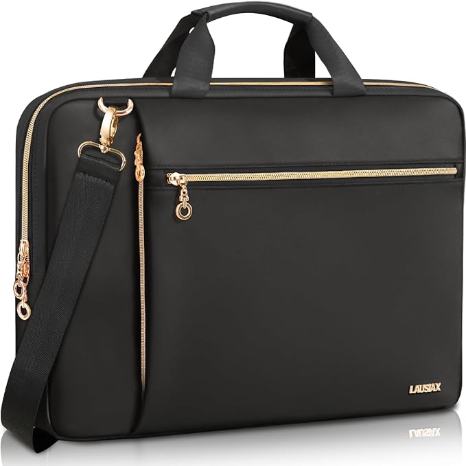 17 17.3 Inch Laptop Case Bag Women Men Compatible with HP OmniBook Envy Omen Pavilion/Dell Inspiron Precision/LG Gram/Yoga ThinkPad, Messenger Carrying Briefcase Computer Bag 18 inch, Black