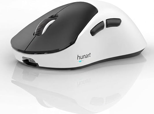 hunart H6 49g Wireless Mouse, Bluetooth & 2.4GHz Rechargeable Mouse, Lightweight Silent Ergonomic Mouse with USB-C Charging, Portable Right-Hand Office Mouse for Laptop, PC, Mac (Black and White)
