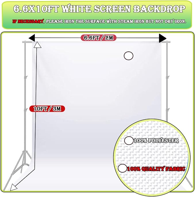 White Photo Backdrop 6.5x10ft, White Backdrop for Photoshoot, Solid White Photography Backdrop Background, Seamless Photo Backdrop Curtain for Wedding Baby Shower Picture Photobooth Portrait Backdrop
