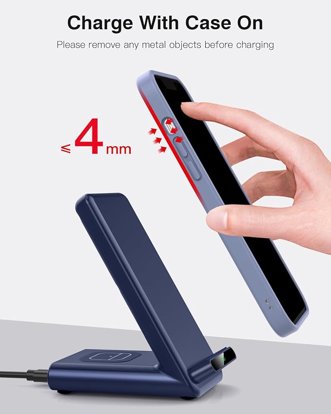 Wireless Charging Station,3 in 1 Charging Stand Made for Apple Watch Ultra 11 10 9 8 7 6 SE 5 4 3,Fast Wireless Charger Made for iPhone 17/Air/16/15/14/13/12/11,for AirPods Pro 3(with Adapter) (Blue)