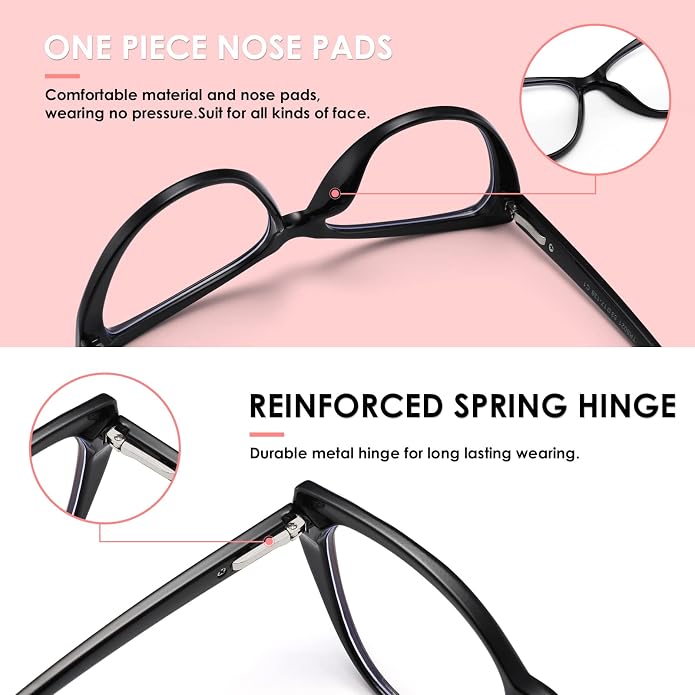 TEAPLMTT 2 Pack Cat Eye Blue Light Blocking Glasses for Women Trendy TR90 Frame Anti Blue Ray Eyesatrain Computer Eyeglasses