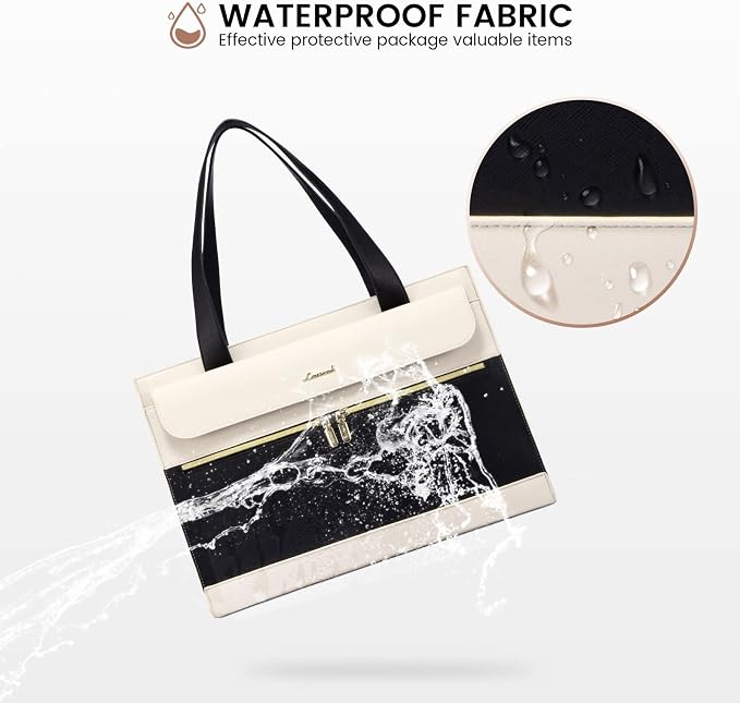LOVEVOOK Laptop Tote for Women - 15.6 Inch Professional Leather Computer Briefcase - Waterproof Shoulder Bag - Large Capacity Business & Office Bag