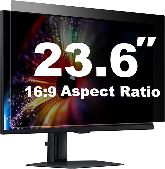 23.6 Inch Computer Privacy Screen for 16:9 Aspect Ratio Widescreen Monitor, Eye Protection Anti Glare Blue Light Filter Shield, Removable Anti-Scratch Anti Spy Protector, 1 Pack