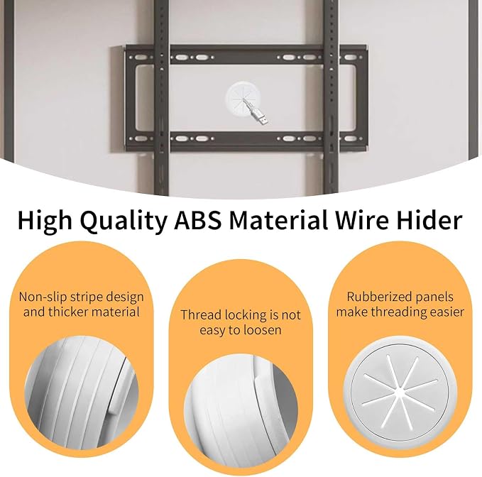 6 Pack TV Cord Hider for Wall Mounted TV, 2-3/8"(60mm) in Wall Cable Management Kit, Includes 6 White Pass Throughs, 1 Hole Saw Drill Attachment & 10 Cable Ties for Easy Install