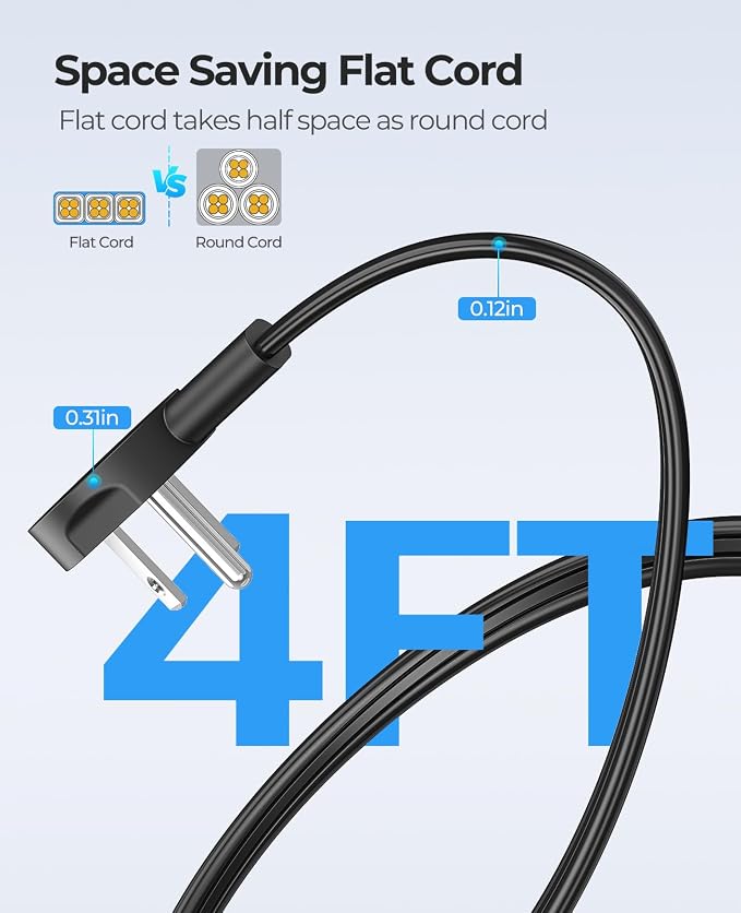 ORICO Travel Power Strip with USB Ports, 4 ft Flat Extension Cord 3 Outlets 3 USB Ports, Portable Flat Plug Outlet Extender for Travel, Cruise Approved - Black