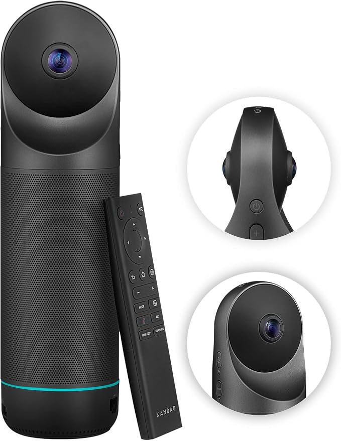 KanDao Meeting Pro 360-degree Video Conference Camera with Microphones and Speakers, AI Tracking, Smart Zooming, Automatic Focus, 4-in-one Standalone Meeting Room Camera System, Wi-fi/HDMI/USB