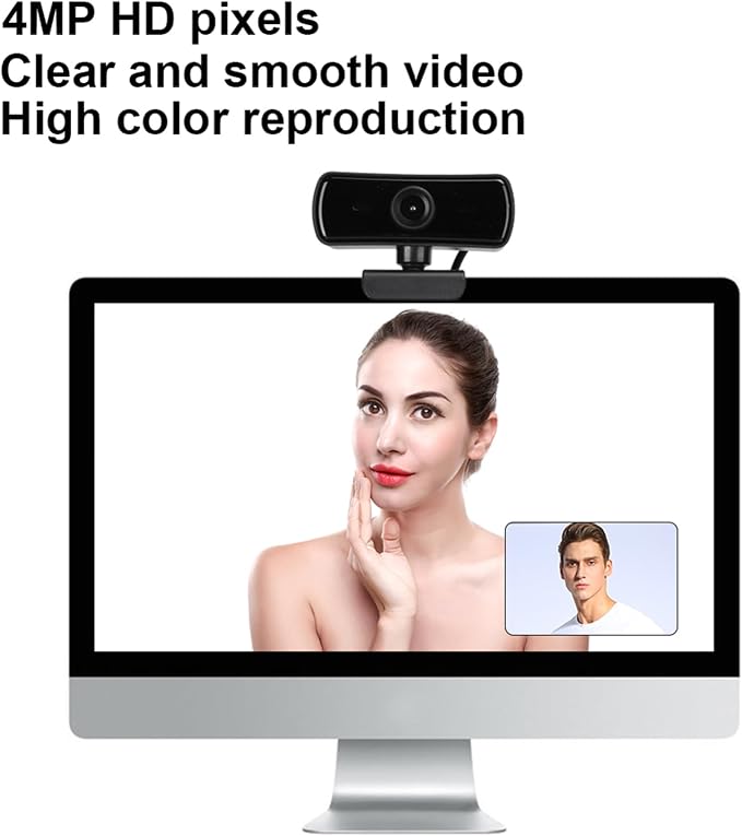 Zopsc 360 Degree Rotation Webcam, 4K USB Camera with Built-in Microphone, Computer Accessory for PC Live Broadcast, Video Conferencing, Online Class, and Gaming