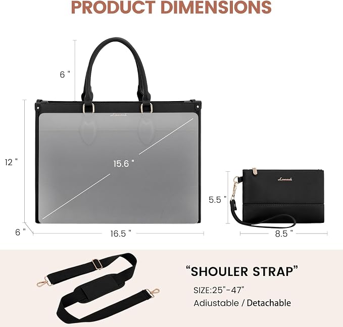 LOVEVOOK Laptop Bag for Women 15.6 lnch,Waterproof Laptops Tote Bags for Womens,Professional Work Bags for Women with Cup Holder,Large Laptop Purse Computer Briefcase Office Teacher Clutch Bag,2 PCS