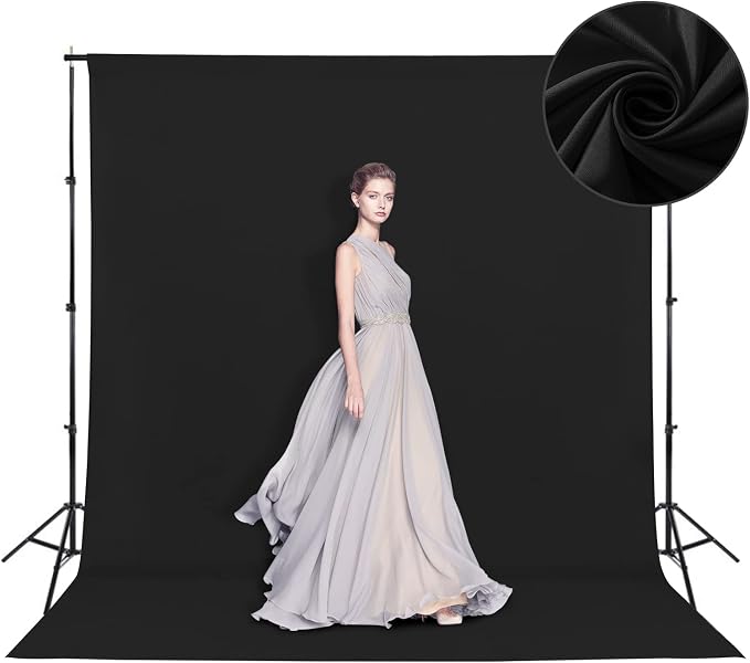 Sugargirl Black Backdrop Background for Photography, 8X10FT Photo Backdrop Black Screen Photo Booth Backdrop for Photoshoot Party Video(1 Panel)
