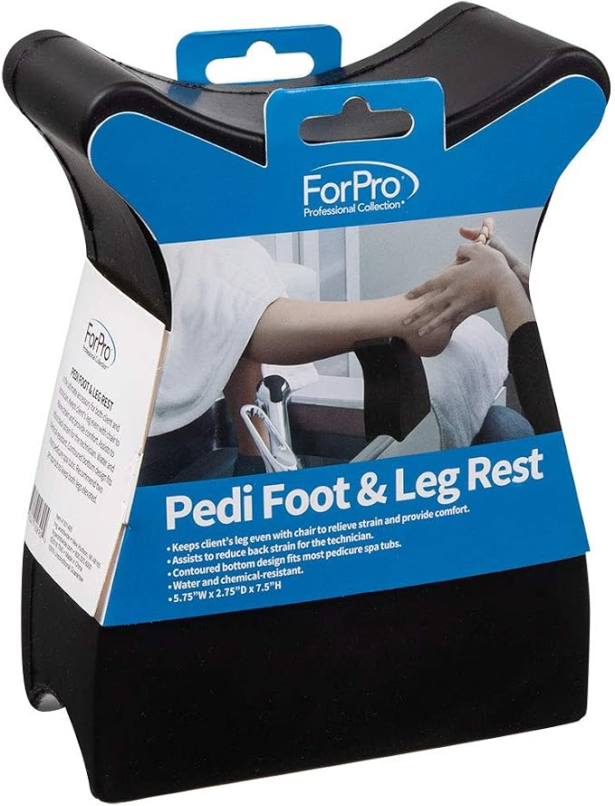 ForPro Professional Collection Pedi Foot & Leg Rest, Portable Foot and Leg Rest, 5.75 W x 2.75 D x 7.5 H, Black