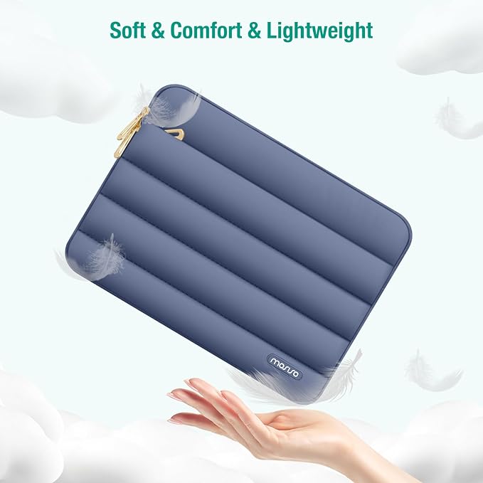 MOSISO Laptop Case 16 inch, 15-15.6 inch Puffy Laptop Sleeve Compatible with MacBook Pro 16 M5 M4 M3 M2 M1, HP Dell ASUS Acer Toshiba Lenovo, Polyester Horizontal Bag with Small Case, Lavender Gray