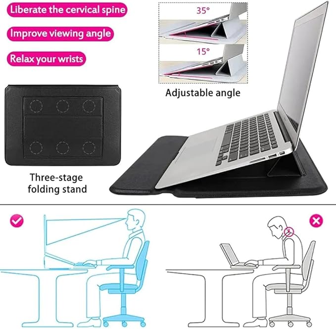 Black Universal Laptop Sleeve 11-13.3 Inch ONLY MacBook Air Pro 13" HP Envy Spectre x360 ASUS VivoBook Chromebook Flip Acer Spin 3 Lenovo IdeaPad Slim Students, Not for 14-16”