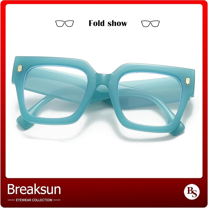 Breaksun Fashion Oversized Blue Light Blocking Glasses for Women Men Trendy Big Square Frame Computer Eyeglasses