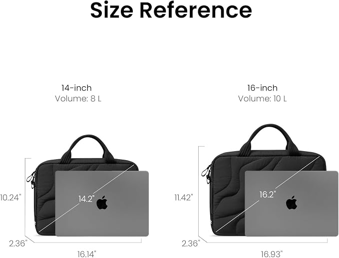 tomtoc 15-16 Inch Puffy Laptop Carrying Bag for Women, Stylish Laptop Case Fits 15-16 Inch MacBook Air & Pro & Other 15"-16" Computers, Work Travel Briefcase Lightweight Handbag with Organized Storage