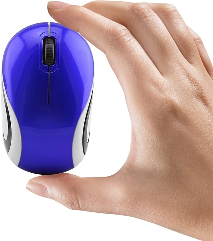 elec Space Mini Small Wireless Mouse for Travel Optical Portable Mini Cordless Mice with USB Receiver for PC Laptop Computer (Blue)
