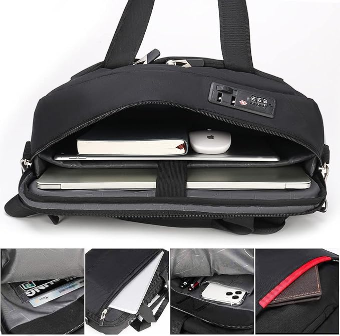 Omnpak 17 inch Laptop Bag, Laptop Briefcase with Combination Lock, Anti Theft Business Office Bag,Satchel Bags for Men,Water-Repellent Gaming Computer Bag for Women Locking Notary Bag, Hippa Bag